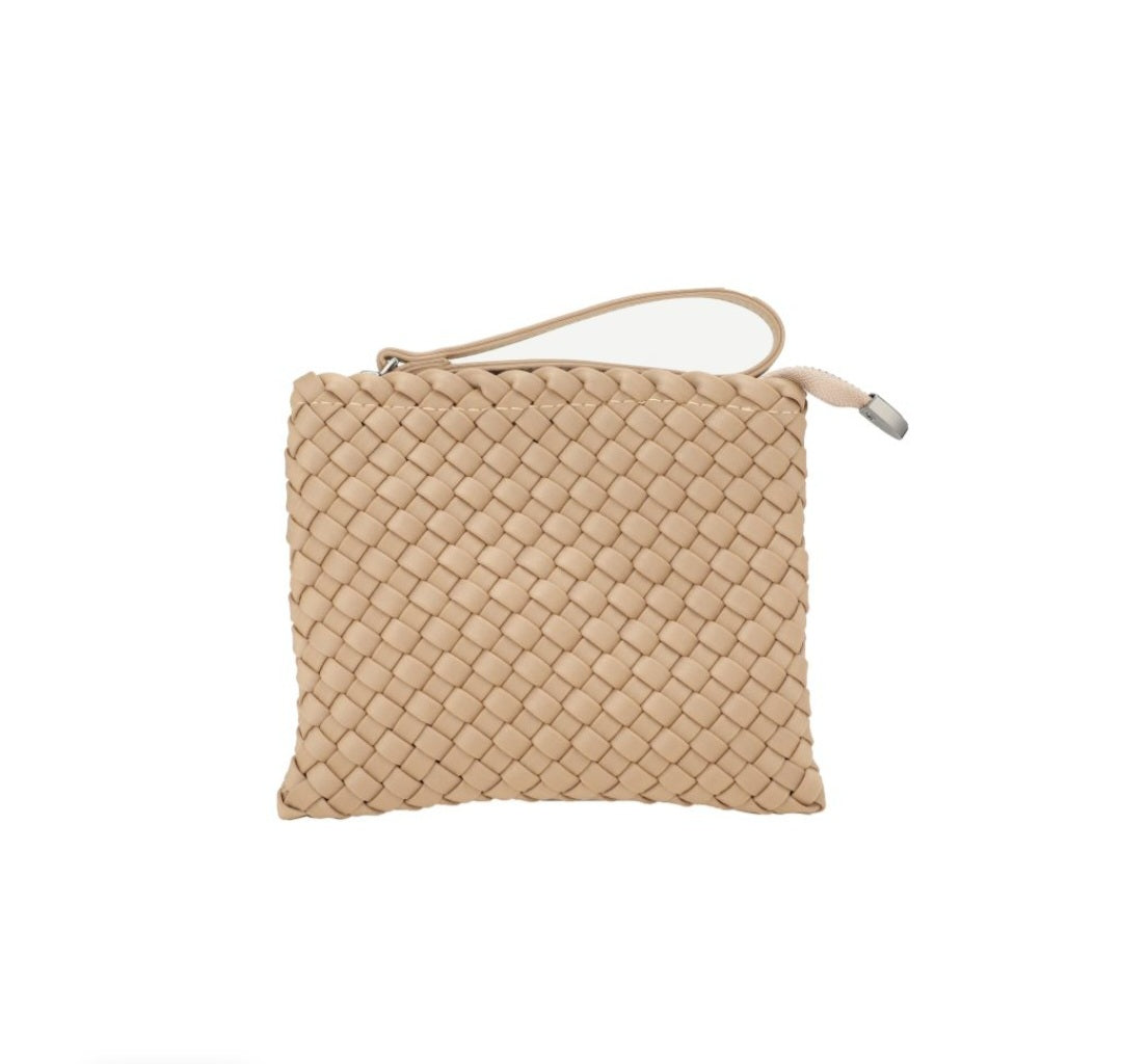 Sunshine Coast handwoven neoprene purse beige