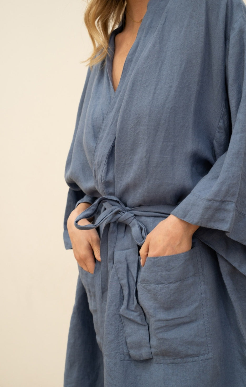 Women's Blue Linen Robe | Sunshine Coast Gift Delivery