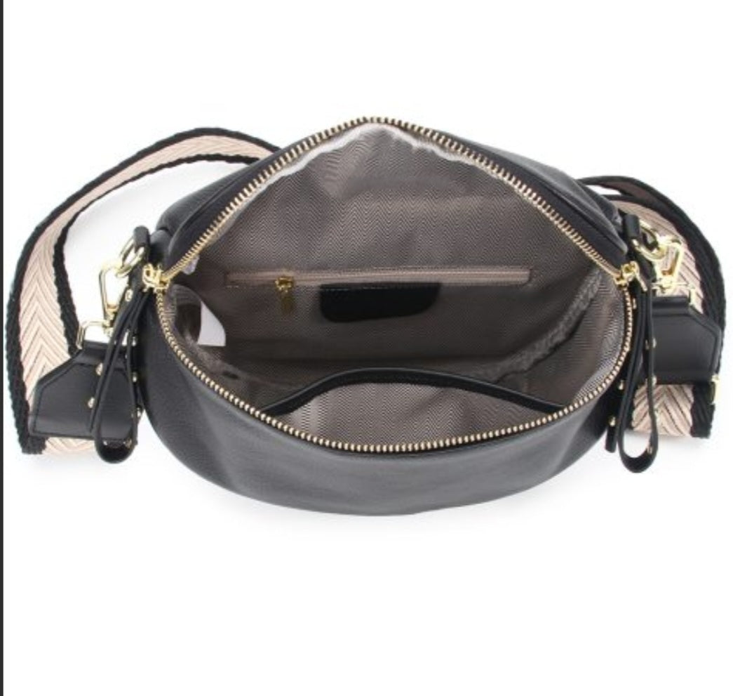 Black Soft Leather Crossbody Bag | Elsie and Oak