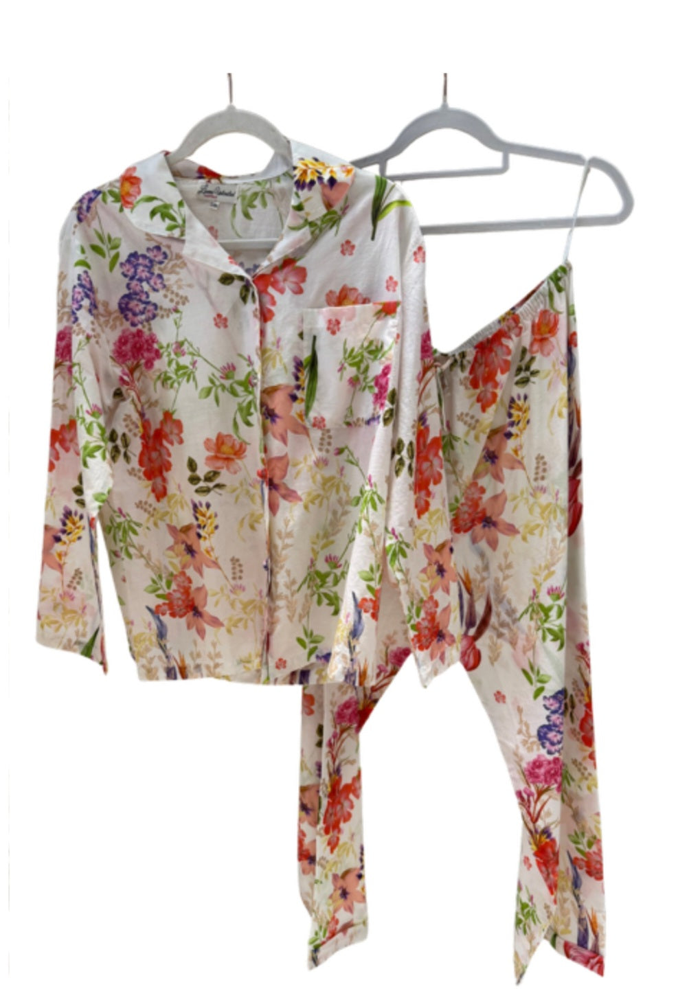 100% Cotton Pyjama Set | Colourful Parrot Tulips Floral Print | Elsie and Oak