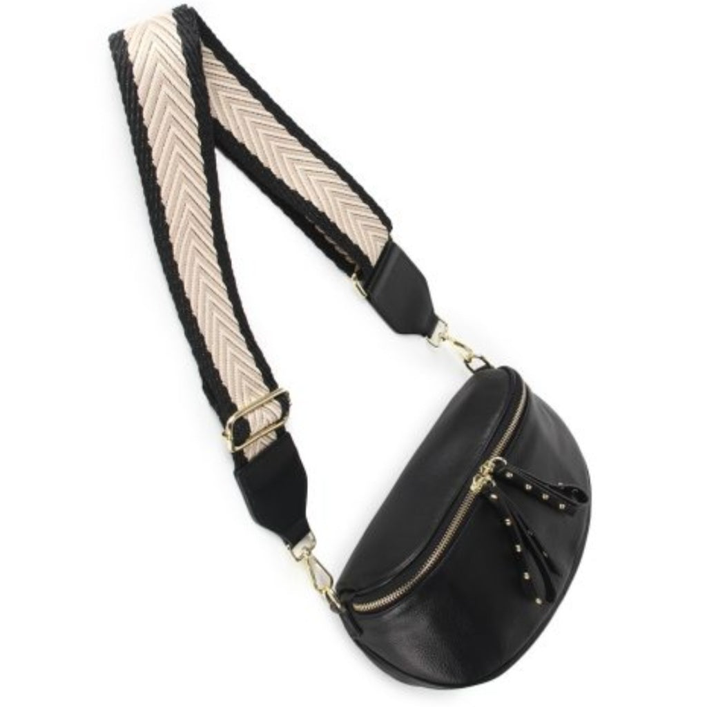 Black Soft Leather Crossbody Bag | Elsie and Oak