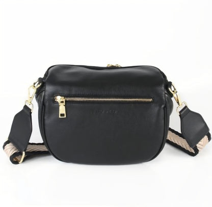 Black Soft Leather Crossbody Bag | Elsie and Oak