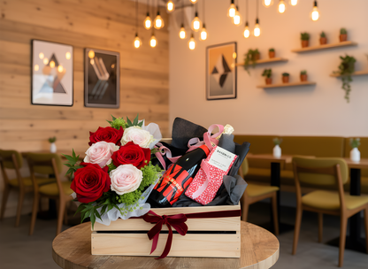 Roses Flower & Gift Hamper Chocolate & Wine | Elsie & Oak Coolum