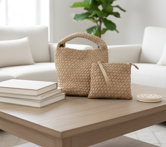 Beige Neoprene Side Bag + Purse | Elsie + Oak