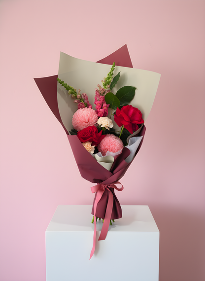romantic Be Me valentine flower bouquet | Elsie & Oak