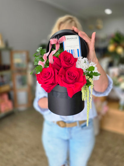 Red roses flower bouquet with Chocolate Sunshine Coast Delivery 