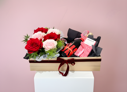 Roses & Gift Hamper Chocolate & Wine | Elsie & Oak Coolum
